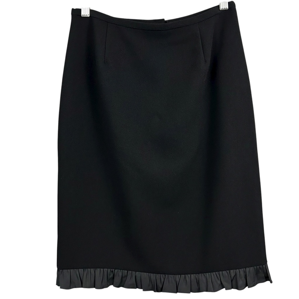 Talbots Petites Black Skirt with Silk Ruffle Hem Size 6P